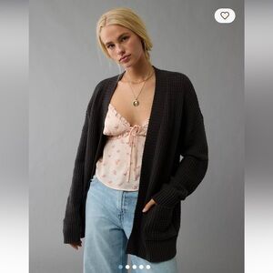 American Eagle Black Open Stitch Cardigan - XS/S